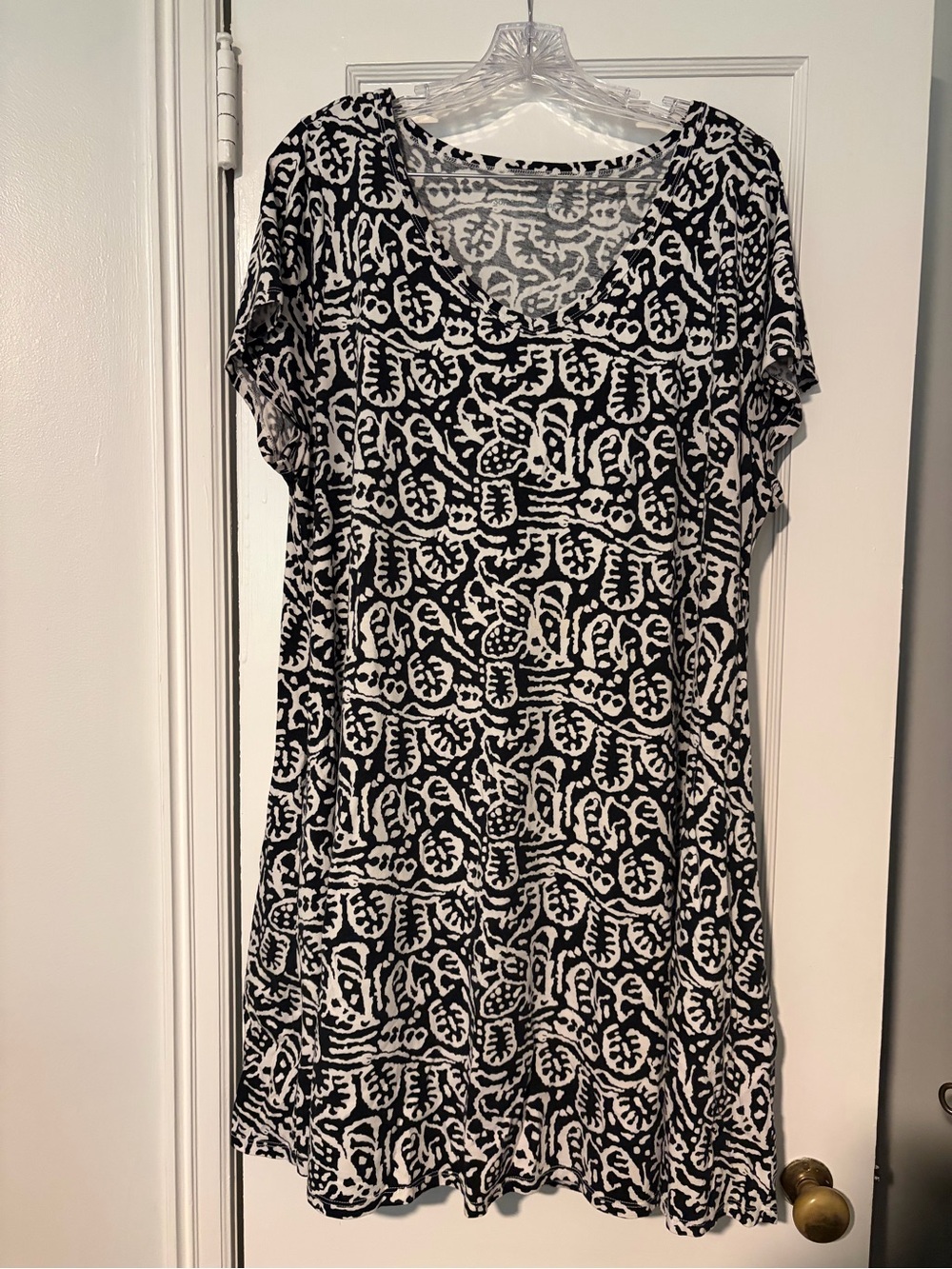 Soft Surroundings Black and White Patterned Midi Dress